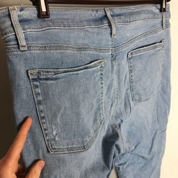 Loft Distressed Slim Pockets Light Wash Raw Hem Ankle Jeans Women's Size 32 - Picture 2 of 8